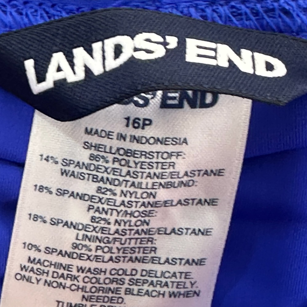 Lands End Womens Royal Blue Swim Board Shorts Pockets Drawstring 16P Petite - Picture 3 of 5